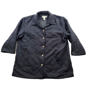 Orvis Quilted Jacket Womens XL Black Nylon Button‎ Up Lined Short Sleeves